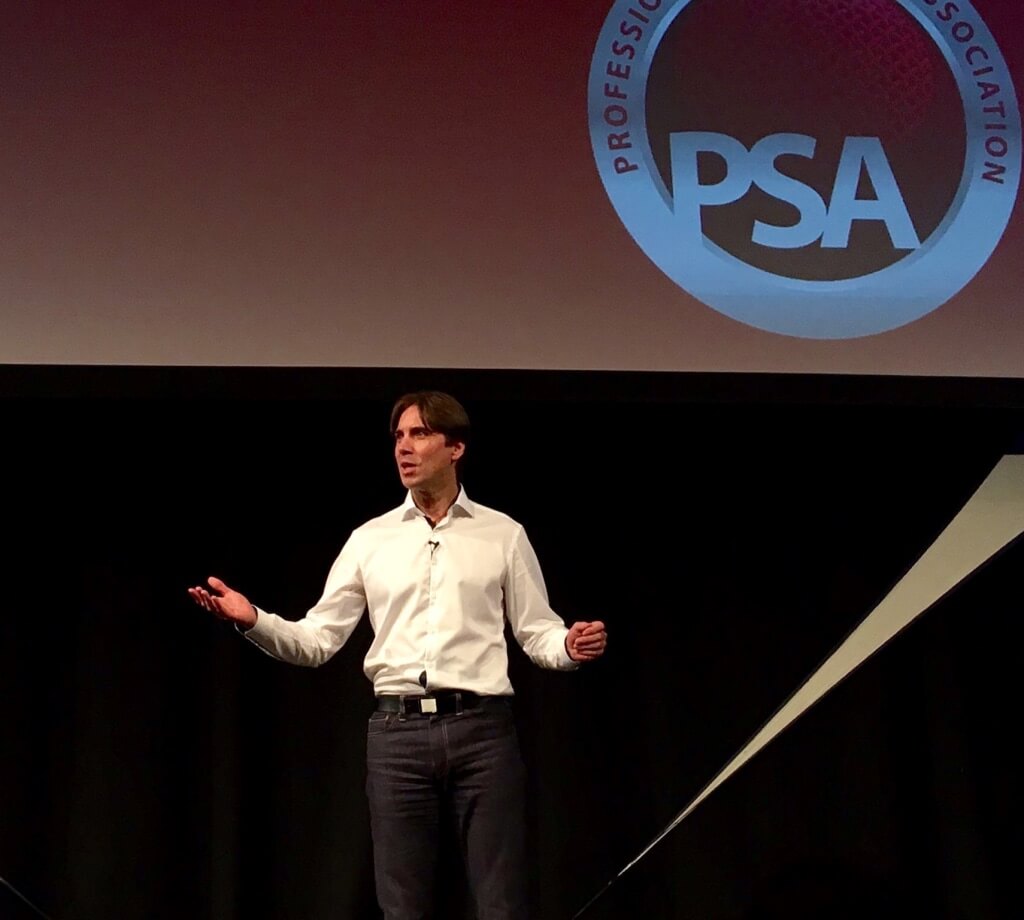 Steve engaging a live audience